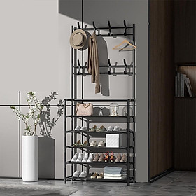 Mua Kệ để giày dép chữ L 2 màu  thiết kế treo đồ đa năng lắp ghép 4 tầng tặng kèm 8 móc treo  chất liệu thép chịu lực tốt