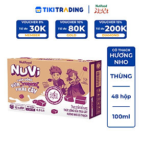Thùng 48 Hộp Thức Uống Sữa Trái Cây Có Thạch NuVi Hương Nho 100ml