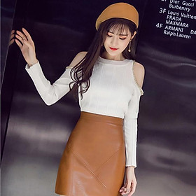 Chân váy da chữ A phong cách công sở