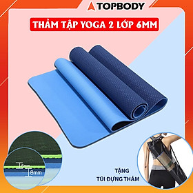 Thảm Tập Yoga 2 lớp 8mm cao cấp, gấp gọn, du lịch tiện lợi TOPBODY