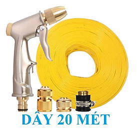 Bộ dây vòi xịt nước rửa xe, tưới cây . tăng áp 3 lần, loại 20m 206701-1 đầu đồng,cút đồng,+ tặng mở chai