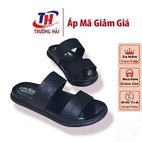 Hình ảnh Dép quai ngang nữ Hai dây thời trang cao cấp Trường Hải Đế Pu cao 2.5cm nhẹ nhàng êm ái Màu đen N147Đ