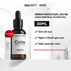 Serum Men Stay Simplicity cho da mụn giúp làm dịu, khô cồi cho nam Calm Skin Relief Facial Serum 30ml