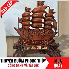 Thuyền Buồm Chở Vàng Trang Trí Phong Thủy Cao 25cm