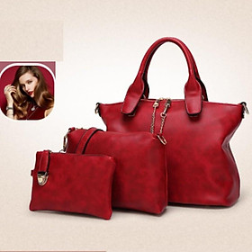 Bộ 3 túi xách nữ thời trang phong cách Đồ Da Thành Long TLG 208012 - hồng