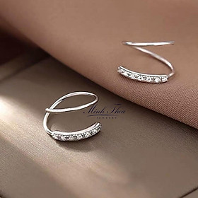Khuyên tai nữ bạc đẹp ,bông hoa tai bạc xoắn đơn giản cá tính sáng đẹp Minh Thoa JEWELRY