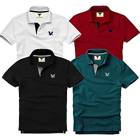 Áo thun nam cổ bẻ logo thêu sắc xảo chuẩn men, combo 4 áo_EZ415