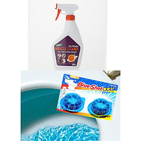 Set 1 chai xịt lau bếp Votemm (600ml) + 1 vỉ viên thả vệ sinh khử mùi, khử khuẩn, mảng bám bồn cầu Blueshot Hàn Quốc