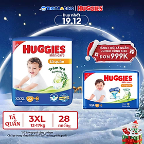 Tã/bỉm quần HUGGIES SKINCARE gói JUMBO size XXXL 22+6 miếng