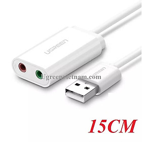 Cáp chuyển USB ra Sound UGREEN 30143 jack 3.5mm Headphone và Microphone