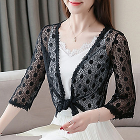 Áo khoác nữ, áo khoác ren tà ngắn 13 cao cấp, thoáng mát, sang trọng C130
