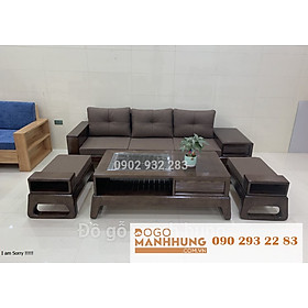 Bộ bàn ghế phòng khách sofa gỗ sồi 4 món nhỏ xinh G10