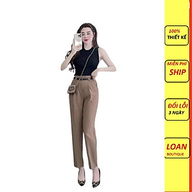Quần tây nữ dáng baggy kèm đai chất lụa Ruby suông đẹp