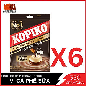 Combo 6 Gói Kẹo Cà Phê Sữa Kopiko Capuchino Gói 350g X6