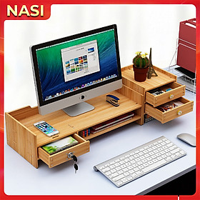 Mua Kệ để máy tính đa năng KM03 kệ màn hình máy tính để bàn bằng gỗ bền chắc mẫu đẹp có hộc cất bàn phím ngăn để tài liệu