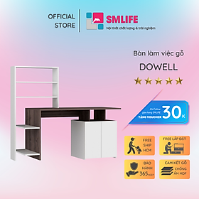 Bàn làm việc kèm tủ tại nhà bằng gỗ SMLIFE Dowell