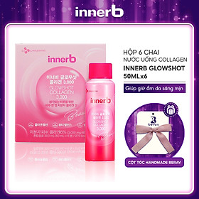 Hộp 6 chai nước uống Collagen Vitamin C sáng da InnerB Glowshot (50mlx6) - Tặng Kèm Cột Tóc Nơ BERAV Handmade Annie Ribbon