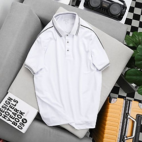 Áo polo phối viền vai Simple Basic, thun co giãn, thấm hút mồ hôi, siêu nhẹ, mau khô, chống nhăn tự nhiên, màu trắng, màu đen