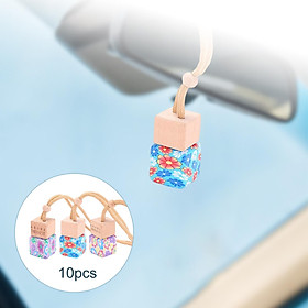 10x Refillable Car Air Freshener, Bottles Fragrance Vials Art Printed Ornaments Hanging Essential Oil Diffuser for Home Multicolour Vehicle
