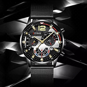 Đồng hồ nam thời trang cao cấp DEYROS dây thép mành chạy lịch ngày cao cấp mẫu ST225