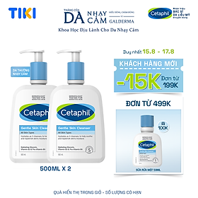 Combo 2 Sữa rửa mặt dịu nhẹ cho da nhạy cảm Cetaphil Gentle Skin Cleanser 500ml