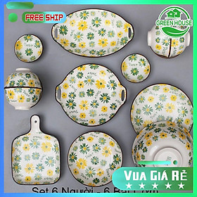 Mua Green House - Bộ Bát Đĩa Hoa Cúc  Bát đĩa ăn cơm ăn mì  decor bàn ăn dễ thương