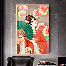 Tranh In Vải Canvas Khung Composite - Tranh Đơn Cô Gái Trung Hoa Xinh Đẹp