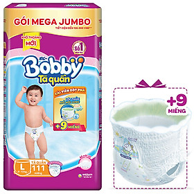 Tã Quần Bobby Siêu Thấm Khô Thoáng Mega Jumbo L111 + 9 Miếng