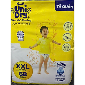 Tã Quần UniDry XXL68 (68 Miếng) Siêu Khô Thoáng Cho Bé Từ 15-25kg - (Tiết Kiệm Hơn Unidry XXL54) Date luôn mới
