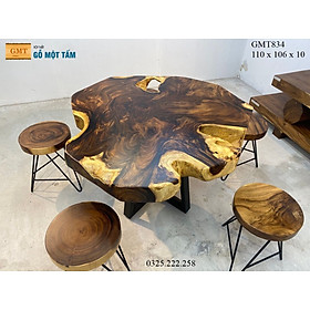 Mua Bộ Bàn Ghế Sân Vườn Gỗ Me Tây  Bàn Ghế Cafe Gỗ Me Tây  Bàn Ghế Gỗ Me Tây Nguyên Tấm Dài 1 10m Rộng 1 06m Dày 10cm