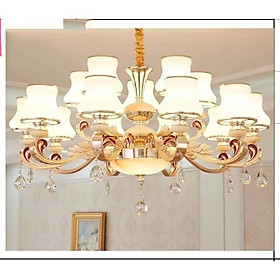 Đèn Chùm 15 Tay Đá Đúc Đặc Phù Hợp Trang Trí Phòng Khách, Nhà Hàng, Khách Sạn