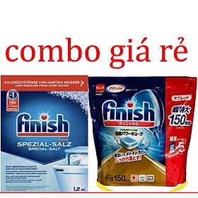 Viên rửa bát Finish 150 viên + Muối rửa bát Finish 1,2kg dành cho máy rửa bát