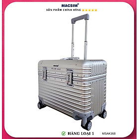 Vali hợp kim nhôm nguyên khối cao cấp Macsim Aksen hàng loại 1 MSAK168 Nhãn hiệu Macsim cao cấp cỡ 18 inches màu đồng-đen-bạc