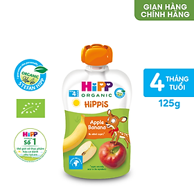 Dinh dưỡng 100% Trái cây nghiền Organic HiPPiS Táo, Chuối