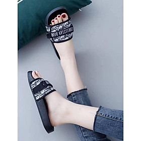 Dép lê nữ quai ngang Vituni dép nữ bánh mì đế cao su êm chân mang Logo sành điệu D606