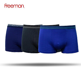 Combo 3 Quần lót nam boxer Freeman, chất liệu thun lạnh, thiết kế kẻ sọc trẻ trung BO772