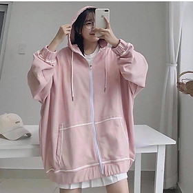 Áo khoác nỉ kiểu dáng hoodie form rộng cho nữ chạy viền kẻ độc đáo