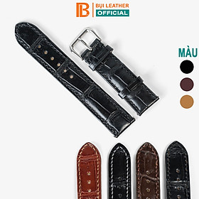 Dây đồng hồ nam da cá sấu đốt tre Bụi Leather D103 - Hàng khâu tay thủ công cao cấp - Bảo hành 12 tháng