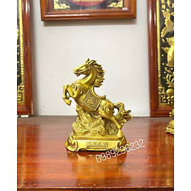 Mua Tượng Ngựa phong thủy bằng đồng vàng cao 26cm - Ngựa Tài Lộc