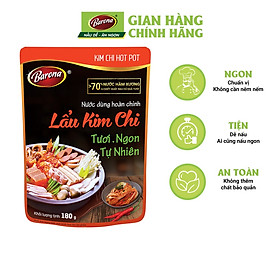 Combo 1 hộp (10 gói) Nước Dùng Lẩu Kim Chi Barona 180g tươi ngon chuẩn vị không cần nêm nếm