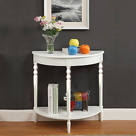 Bàn console bán nguyệt chân tiện màu trắng #4403-WHI