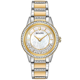 Đồng Hồ Nữ Bulova Đính Đá Swarovski Dây Thép Không Gỉ 98L245 - Mặt Xà Cừ