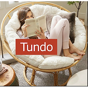 Mua Ghế lười mặt trăng Tundo Papasan mây thật cao cấp kèm nệm 1m