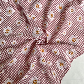 Vải Thô Cotton Pha Hồng Nhạt Hoa Cúc Sơn Khổ 1m46 - Không Co Giãn - May Đầm, Áo Kiểu, Đồ Bộ, Đồ Trẻ Em