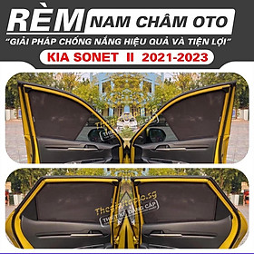 [KIA Sonet 2021-2023] Rèm che nắng,chống tia UV bộ 4 cánh khung thép có nam châm hít cữa tự động tiện lợi dành cho oto