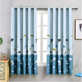 Mua RÈM TREO CỬA NHIỀU HỌA TIẾT CHIỀU CAO 2M (NHIỀU KÍCH THƯỚC  VẢI DÀY ĐẸP ) MẪU ĐÀN CÁ XANH