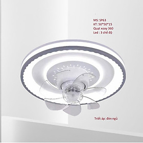 Quạt trần mâm sát trần Supervilighting QMAM-50W trang trí dùng cho phòng điều hoà giường ngủ