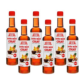 Đặc Sản Phan Thiết - Thùng 6 Chai Nước Mắm Chay 3 Trong 1 Làng Chài Xưa 525Ml Trái Thơm Nấm Ngọt Đậu Nành 300 Năm Truyền Thống