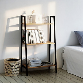 Mua KỆ SÁCH 3 TẦNG MÀU ĐEN PHỐI GỖ TỰ NHIÊN SIZE L - A BOOK SHELF 3F BLACK NATURAL SIZE L