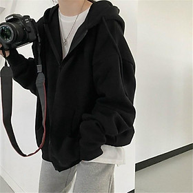 Áo Khoác Nỉ Hoodie Dây Kéo Tay Phồng Form Rộng Khóa ZIP Nam Nữ Life Unisex